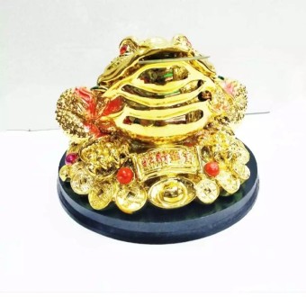 Exclusive Feng Shui Golden 3 Legged Frog, Toad With Lucky Coin Statue For Good Luck, Wealth, Prosperity At Home, Office